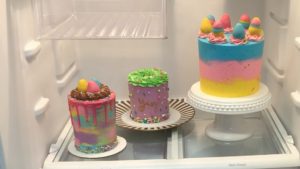 refrigerate cakes until displaying or serving or transporting in a hot climate