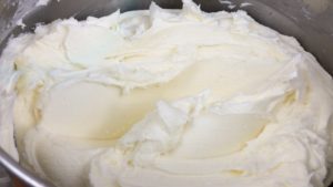 smooth buttercream with no air bubbles or grainy texture