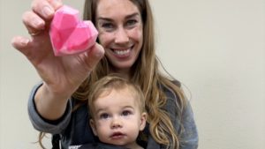 making Geometric Hearts in stages with baby for Simple Stylish Designs