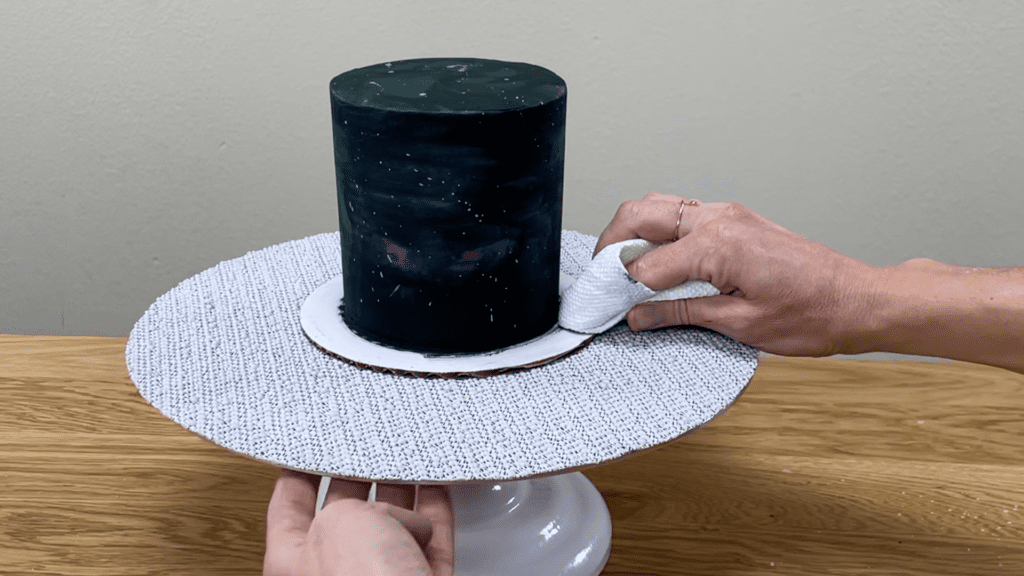 clean cake board with paper towel How to Make a Galaxy Cake