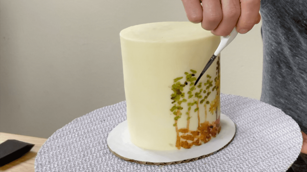 add scenery details How to Paint on Cakes