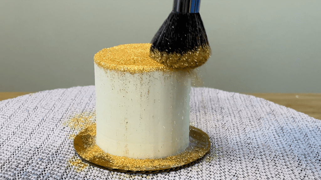 brush cake with gold luster dust or prism powder gold cakes 3 ways