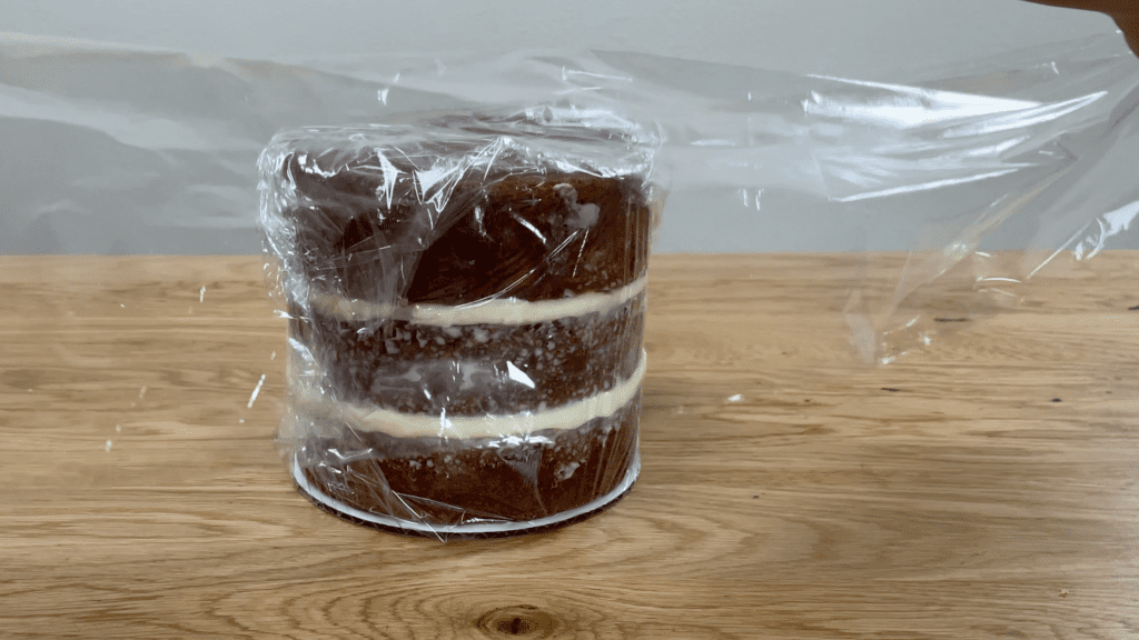 two layers of saran wrap cling film to keep cake moist in freezer How To Transport A Cake 2000 Miles