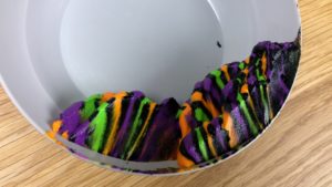 frosting scrapings Striped Halloween Cake With Gold Buttercream Pumpkins