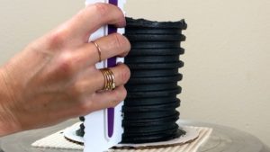 striped cake comb black Striped frosting Halloween Cake With Gold Buttercream Pumpkins