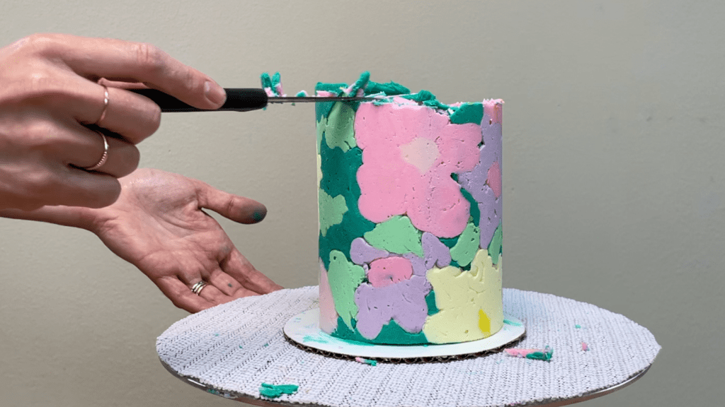 trim top of frosting with a sharp knife how to transfer any design onto a cake