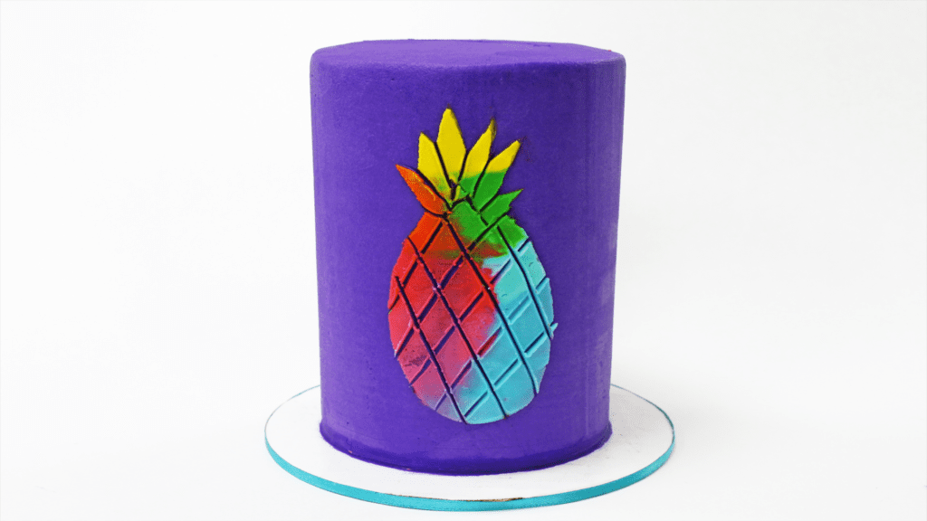 rainbow pineapple stencil cake 5 Cakes You Can Decorate in 5 Minutes