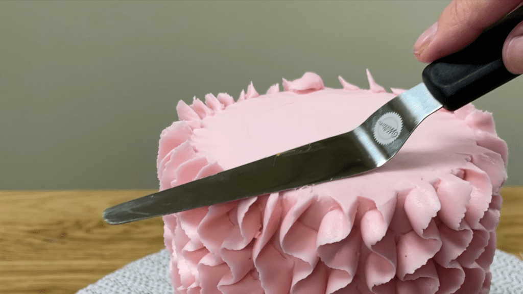 tidy up top of ruffles with offset spatula 5 Cakes You Can Decorate in 5 Minutes
