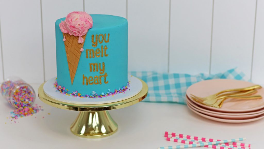 how to write on cakes with sweet stamp letters and paint the message gold