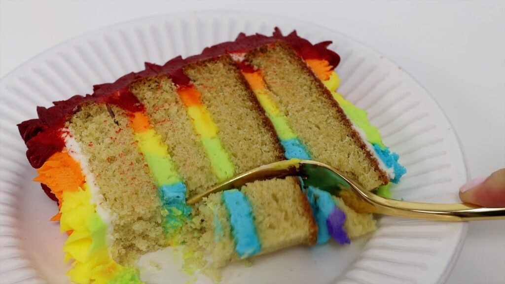 How To slice A Rainbow Cake | British Girl Bakes