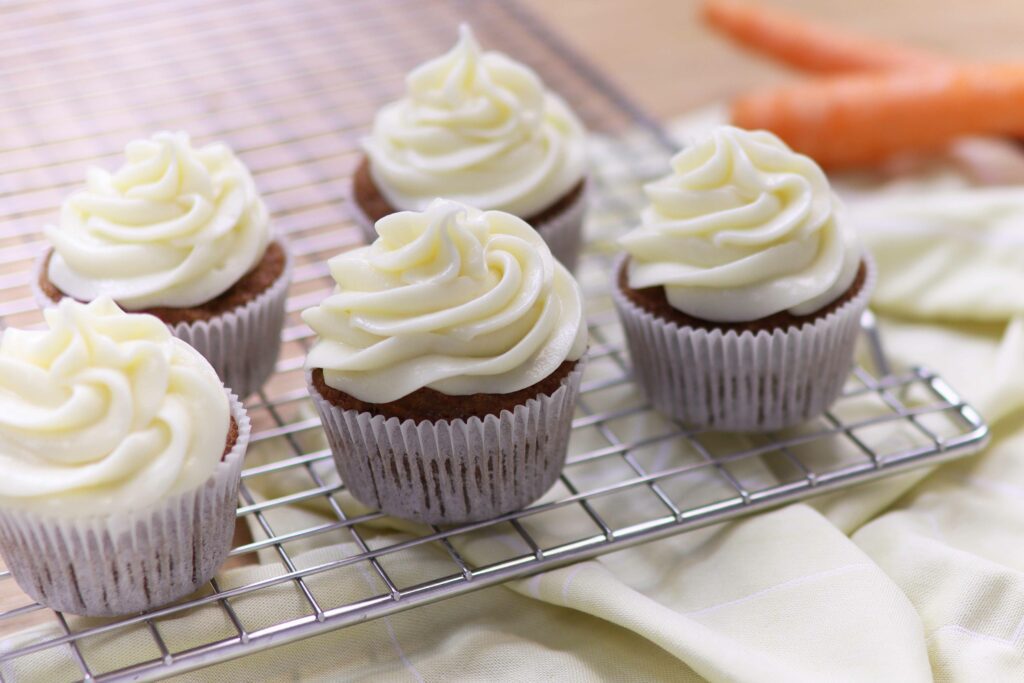 carrot cake cupcakes with cream cheese frosting recipe brtisih girl bakes