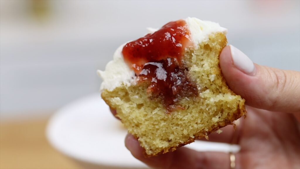 easy cupcake filling idea strawberry jam jelly