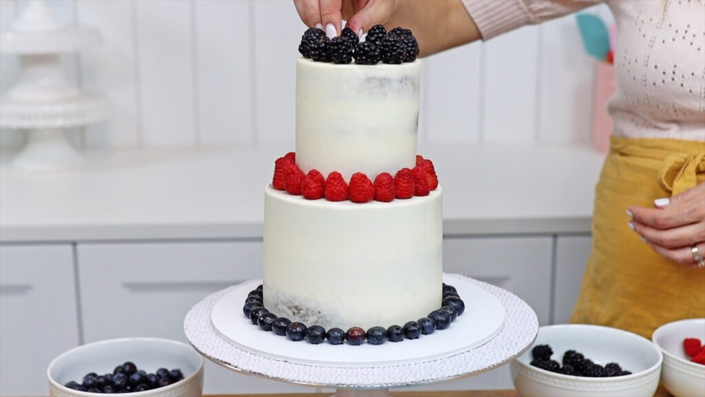 how to decorate a tier cake with berries for a red white and blue cake decoration copy