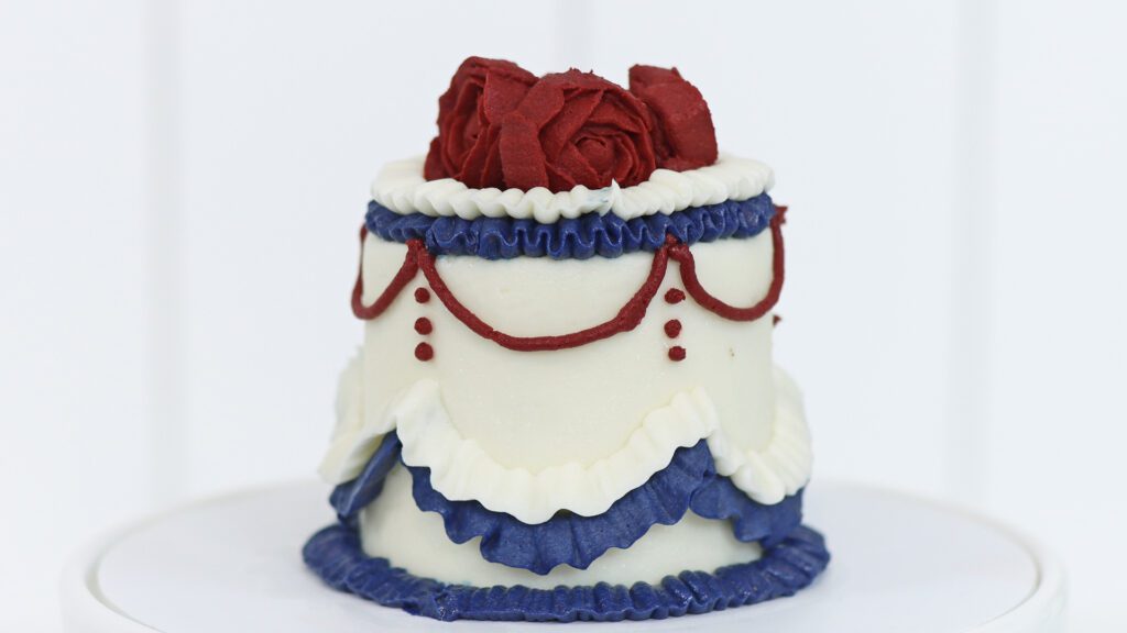 vintage red white and blue cake