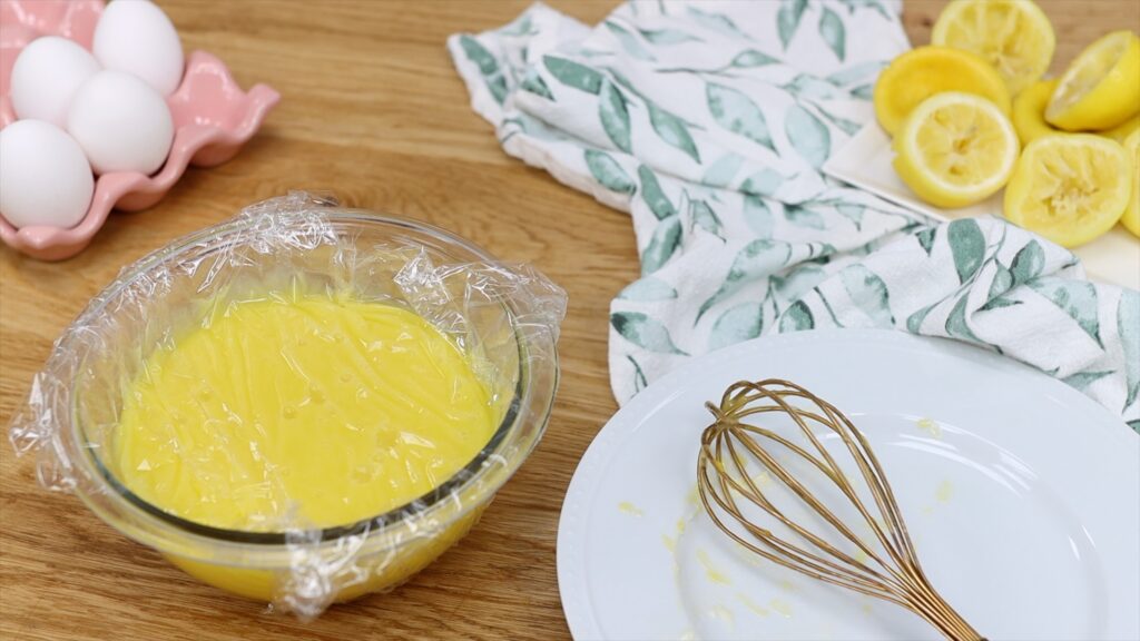 press plastic wrap onto the lemon curd and refrigerate