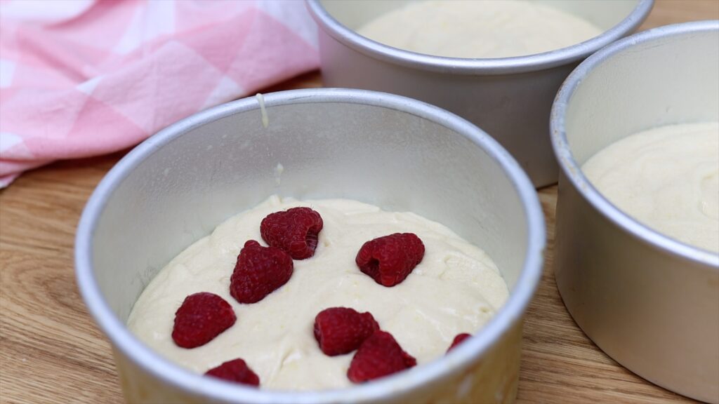 add raspberries to cake batter