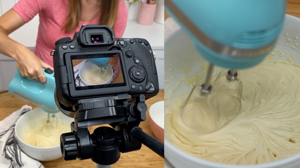 behind the scenes of filming a cake tutorial