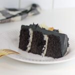 black chocolate cake slice