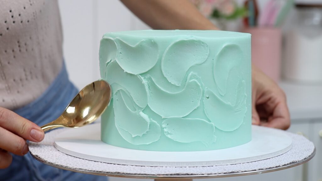 textured frosting swirls with a hot spoon