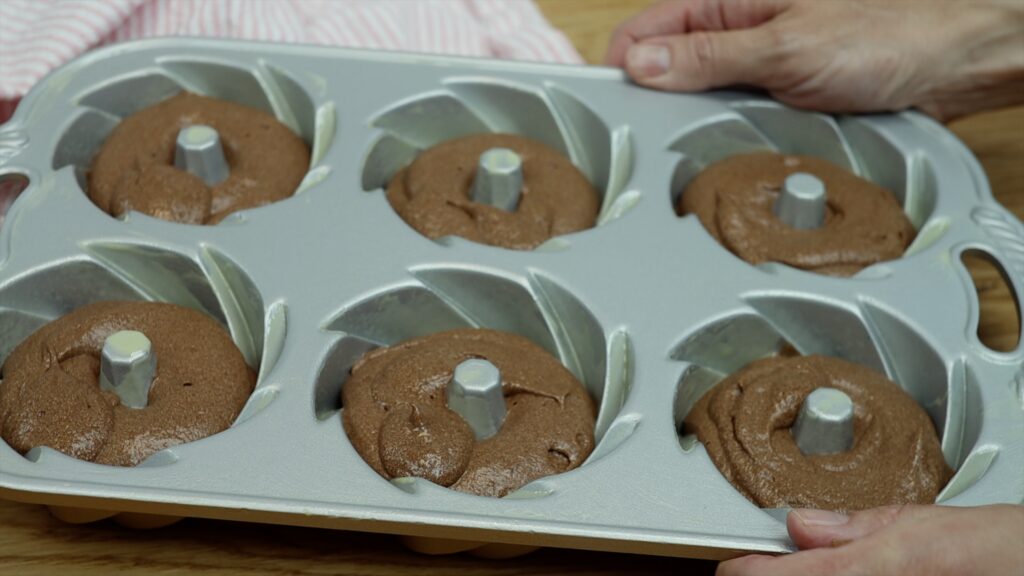 Small Batch Chocolate cake recipe for 6 mini bundt cakes