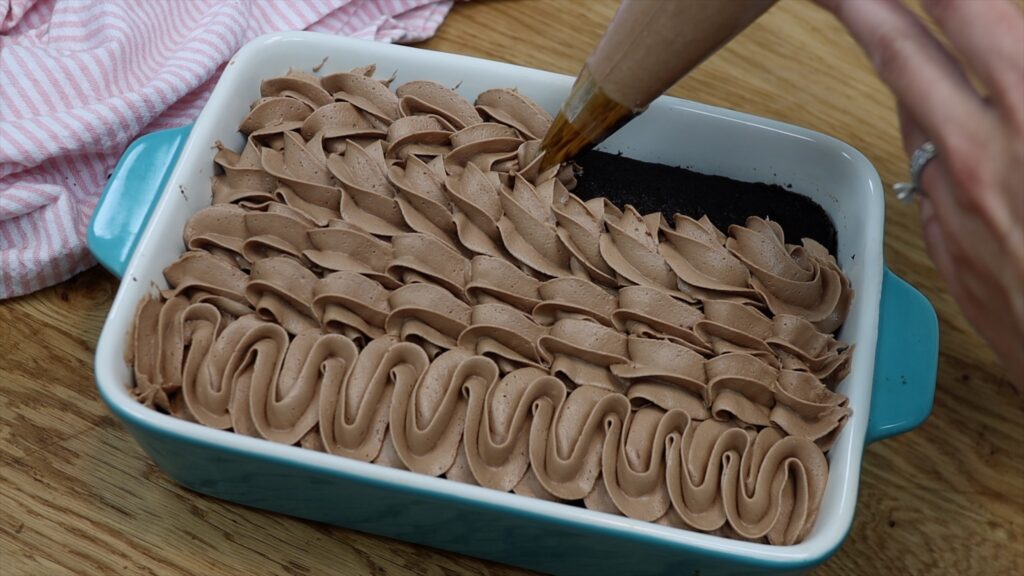 Small Batch Chocolate tray bake cake with buttercream frosting