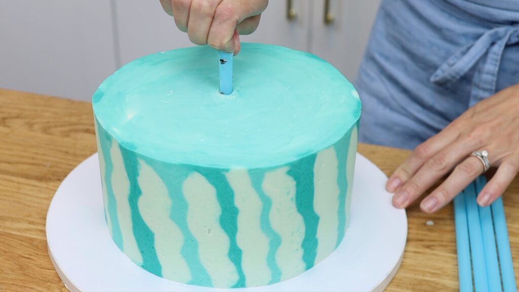 how to measure straws or dowels for tier cake