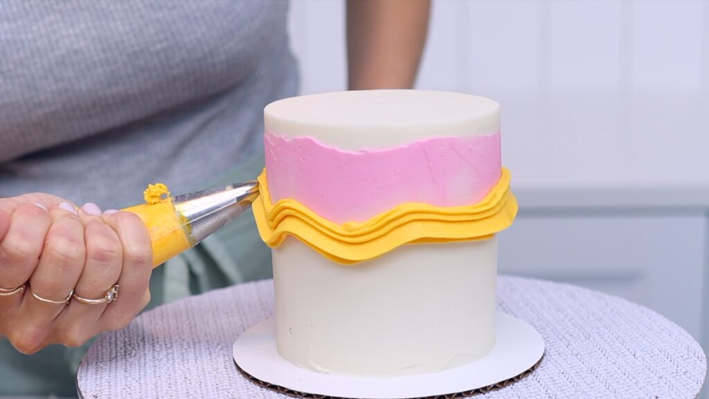 layered frosting on cake