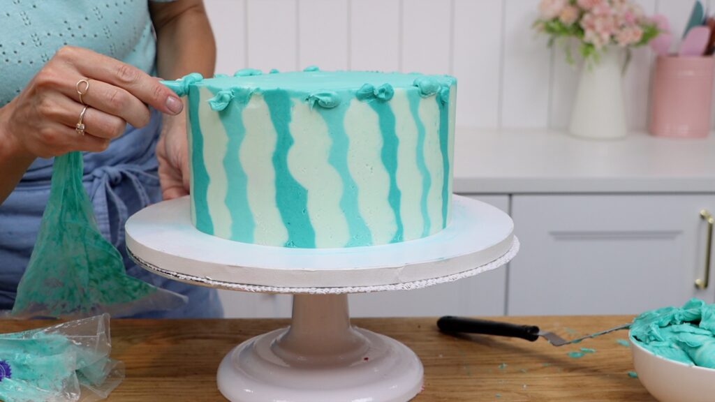 use leftover frosting to fill in gaps and indents