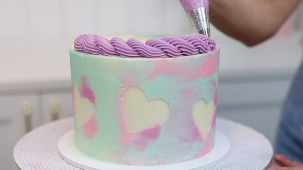 watercolour frosting with peekaboo hearts