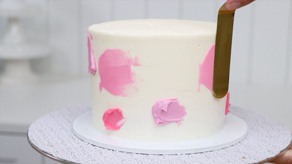 colourful buttercream cake using painted effect technique