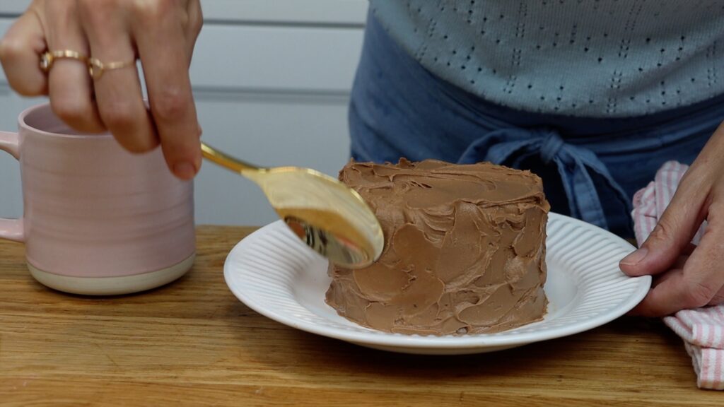 textured frosting with a spoon