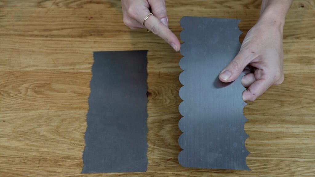 textured cake combs as tools to decorate a cake