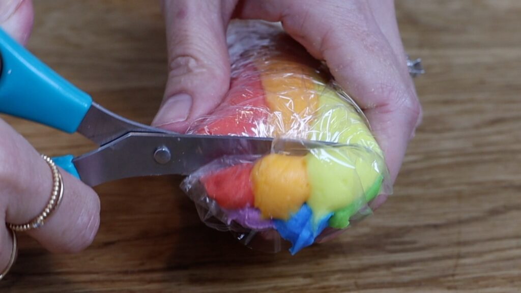 plastic wrap log for rainbow colours