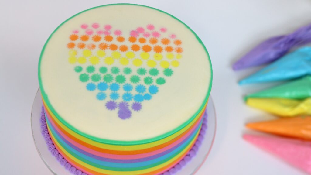 rainbow cake with facelift frosting technique