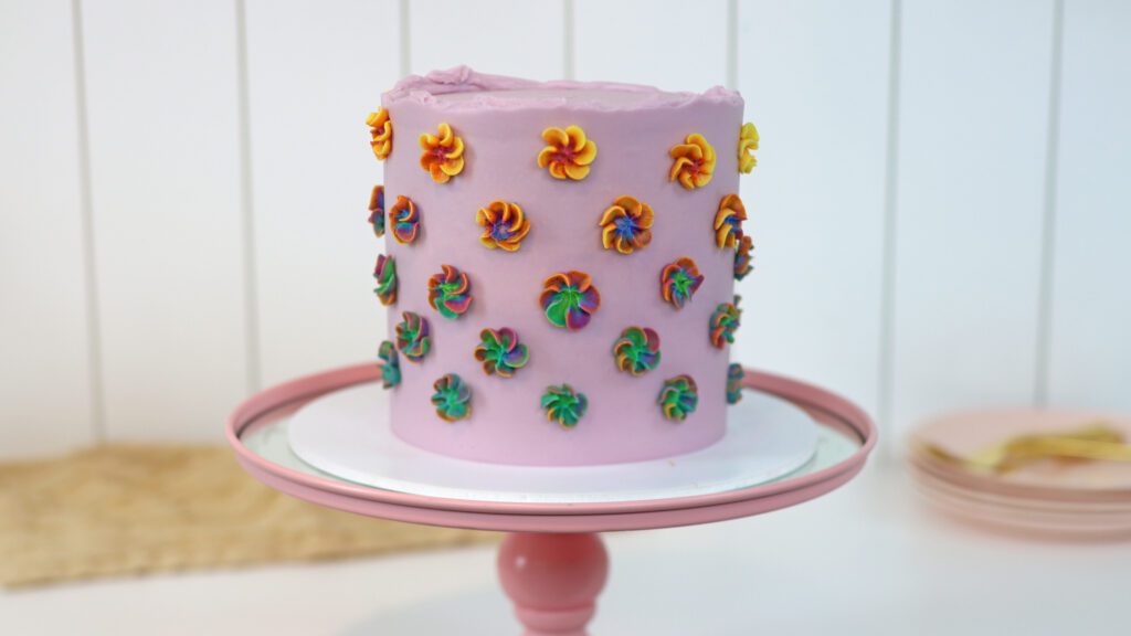 rainbow ombre flowers for easter cake ideas