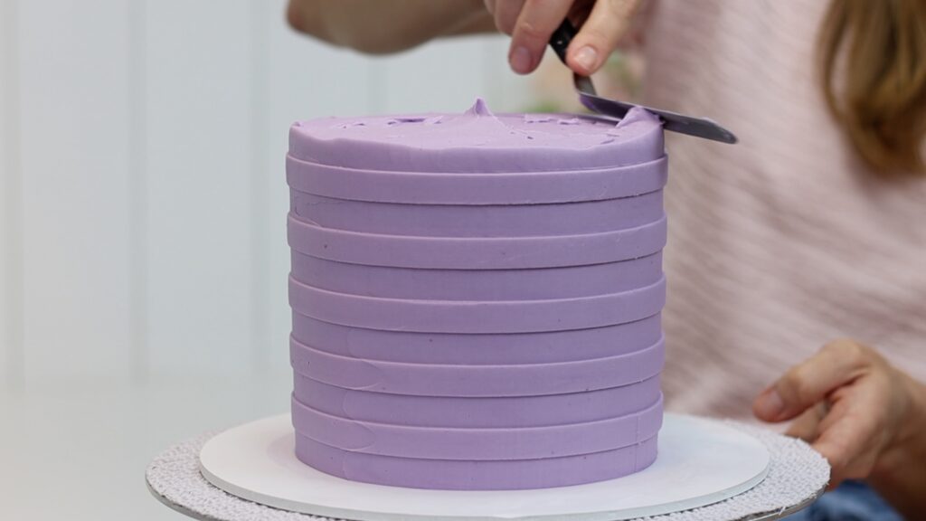 use a striped cake comb and then chill in the freezer