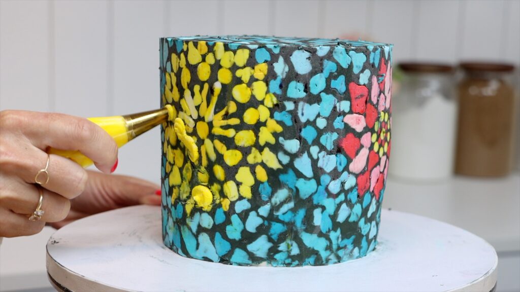 touch up frosting to fill in air bubbles