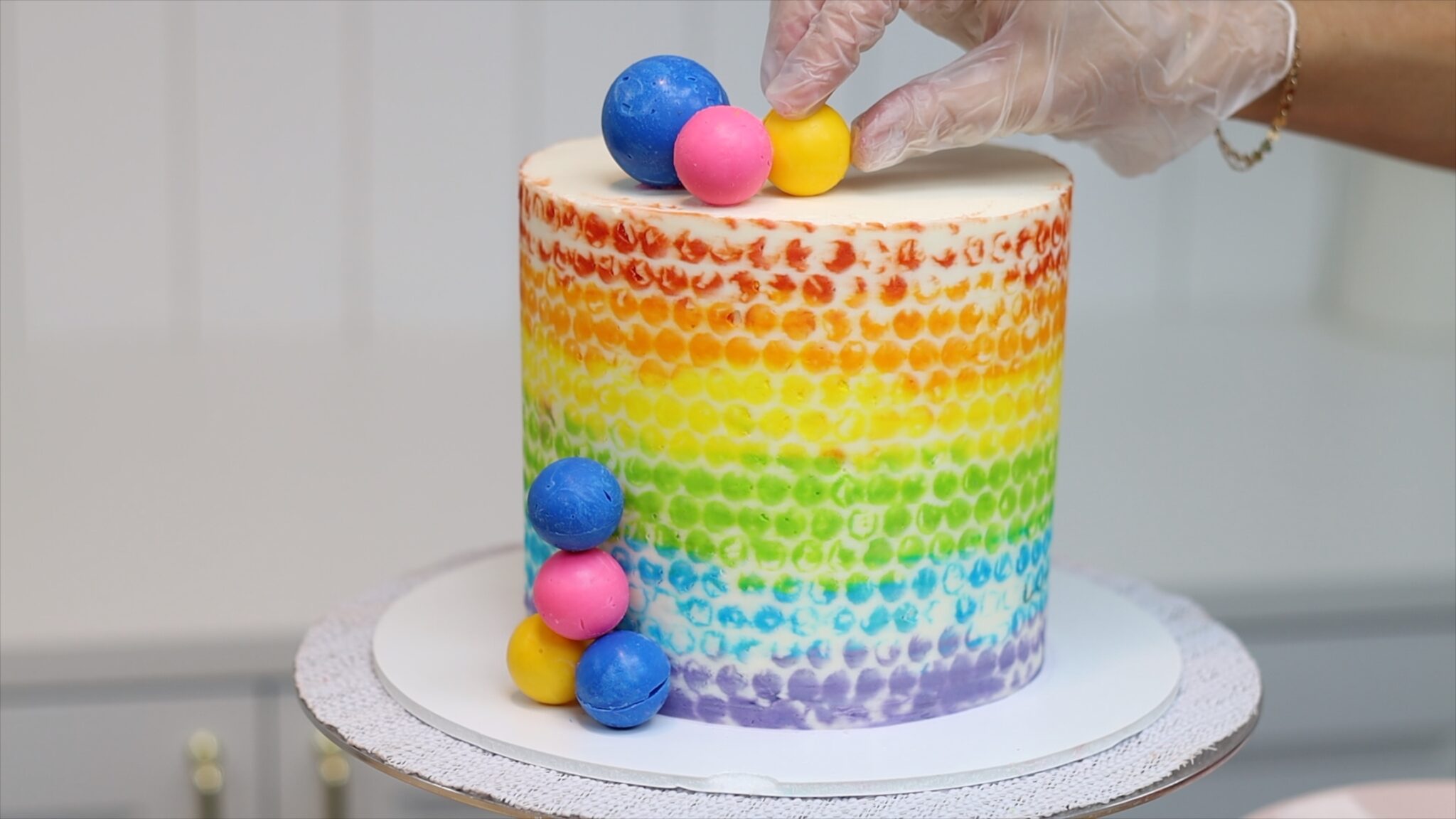 Rainbow Bubble Wrap Cake Tutorial British Girl Bakes