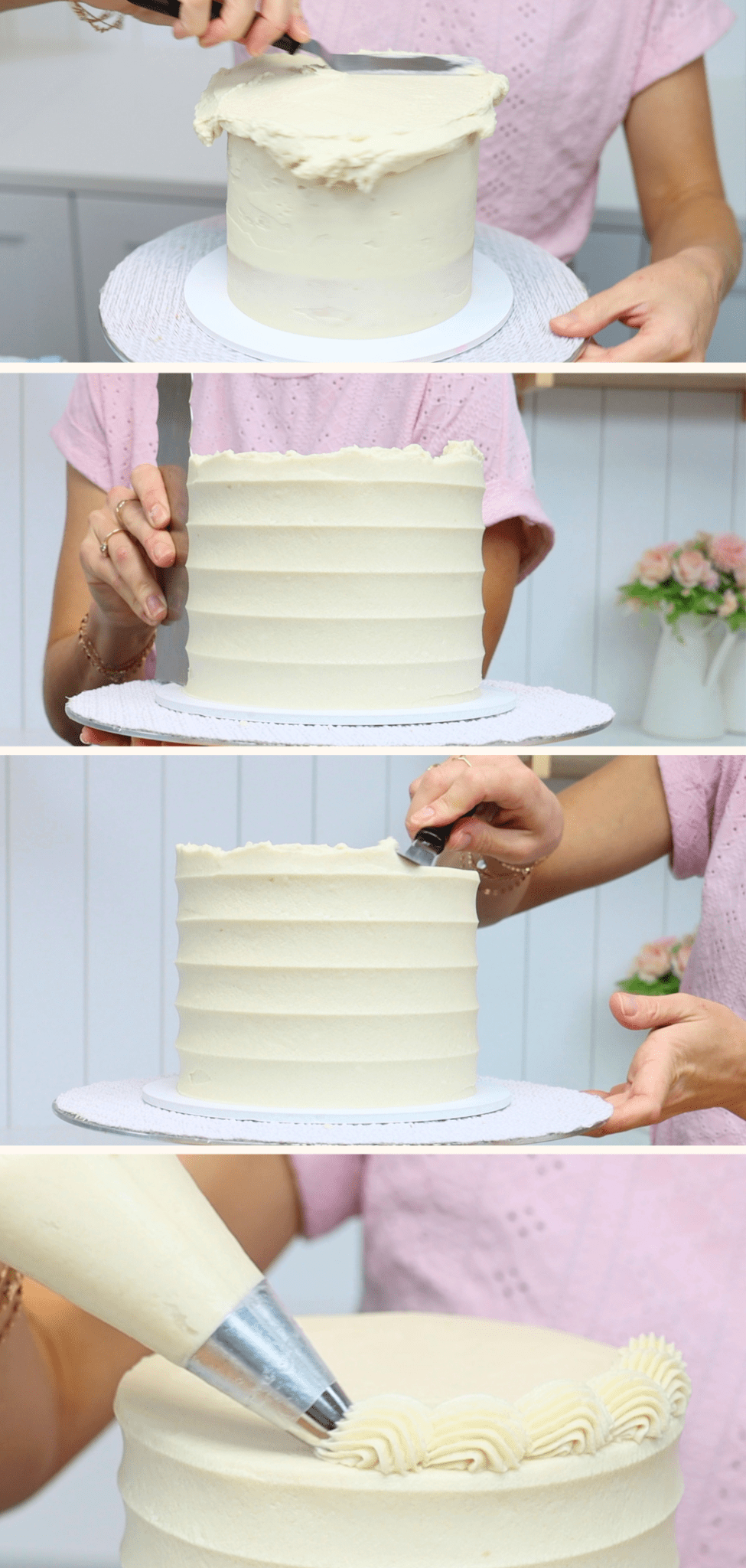 Frosting and decorating a coconut milk cake