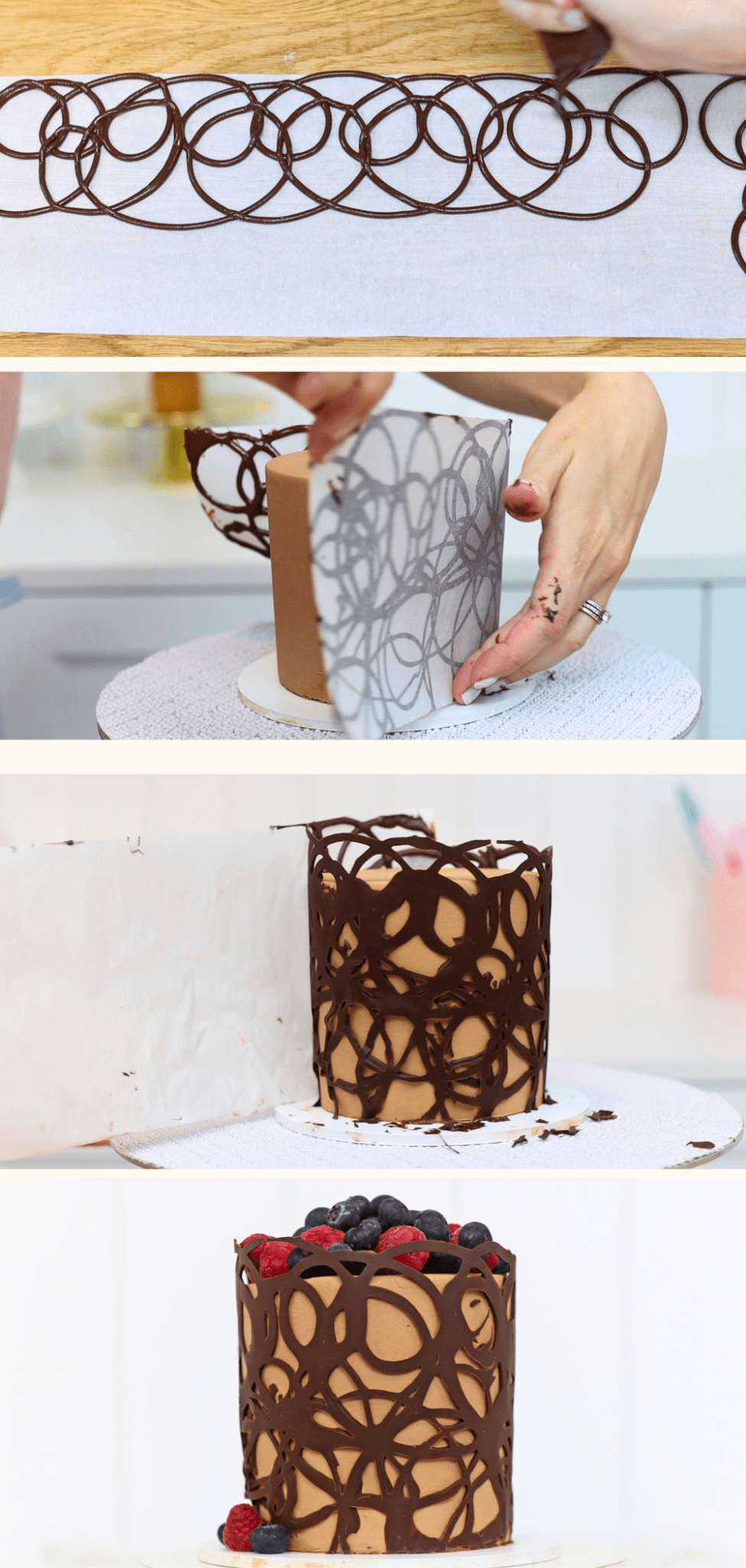 how to wrap a cake with a chocolate collar