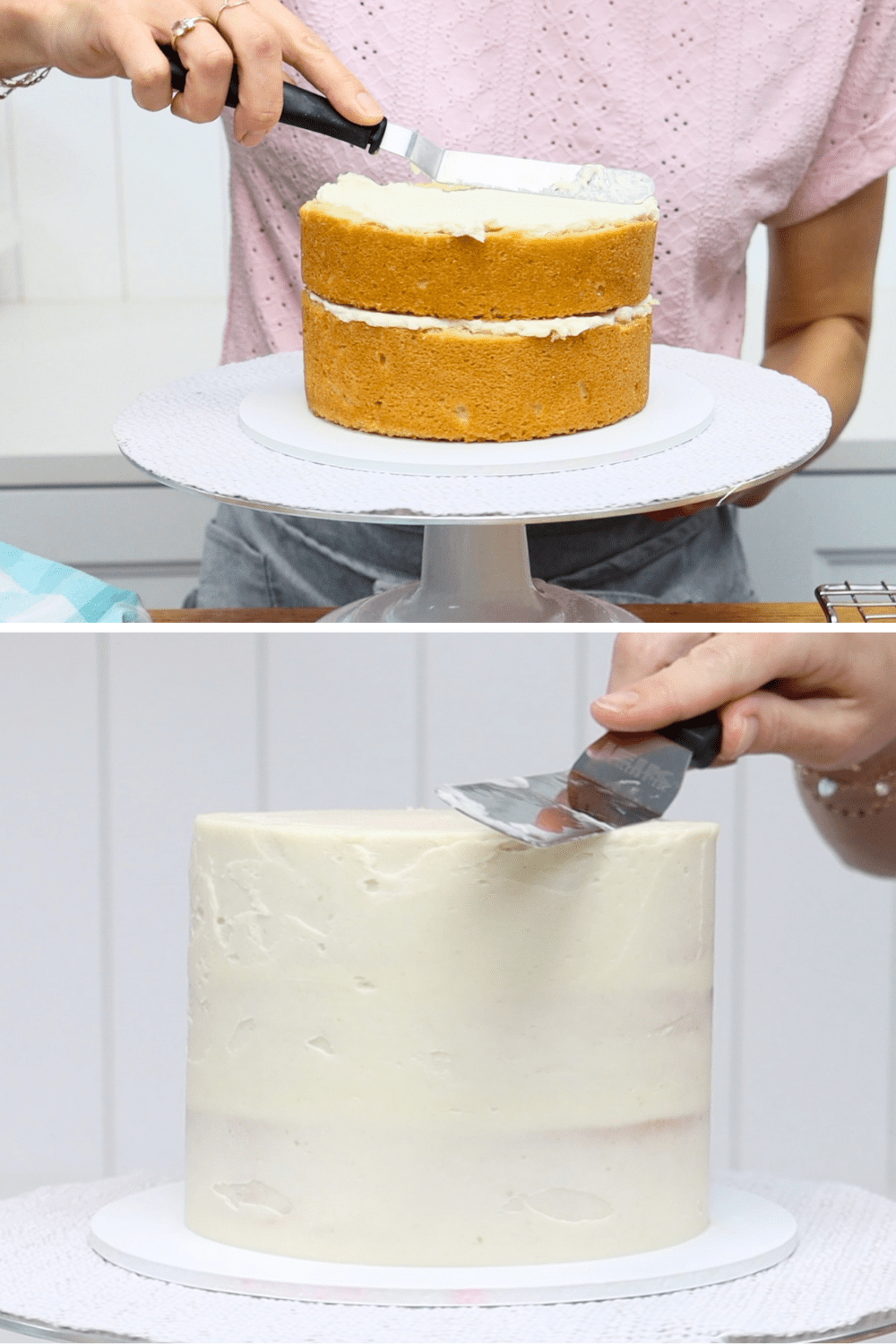 layering a coconut milk cake