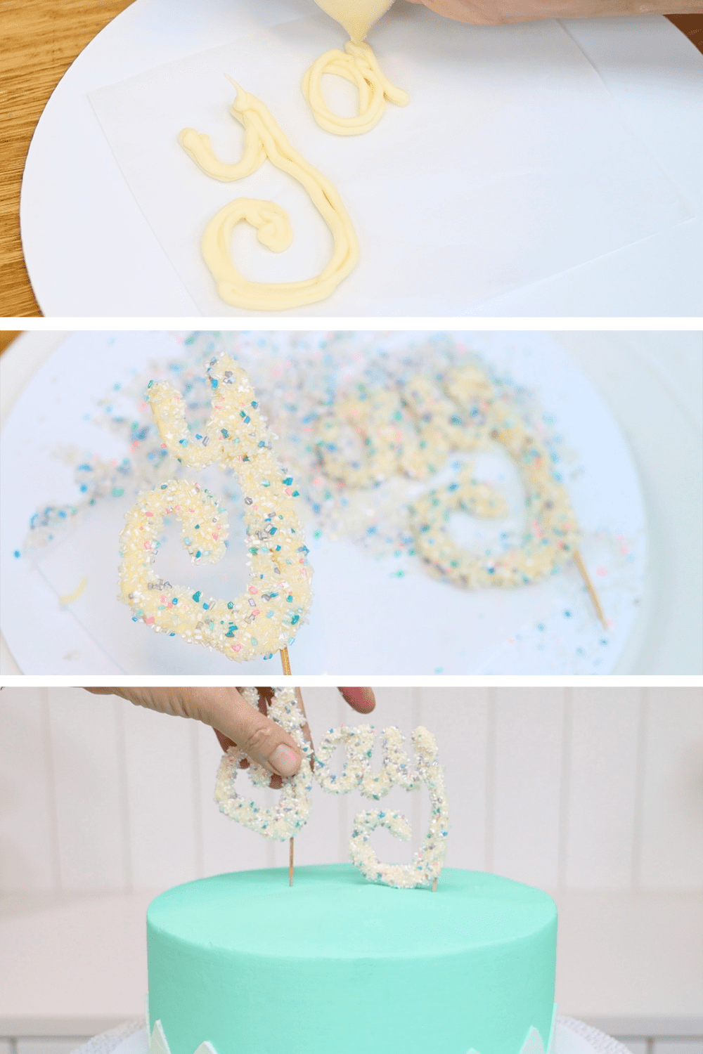 how to make a birthday cake with edible cake toppers with chocolate and sprinkles or coloured sugar
