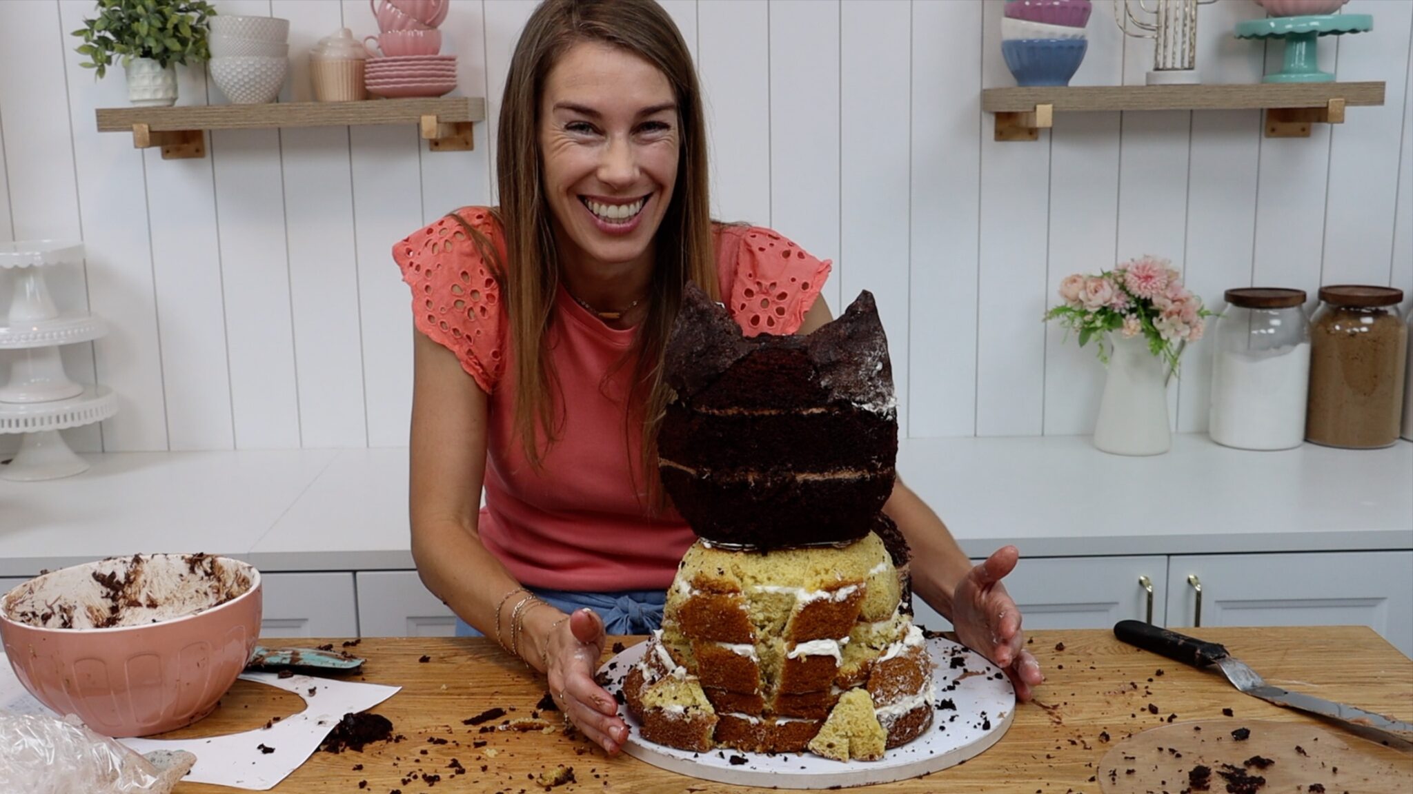 put cakes in the freezer before carving them