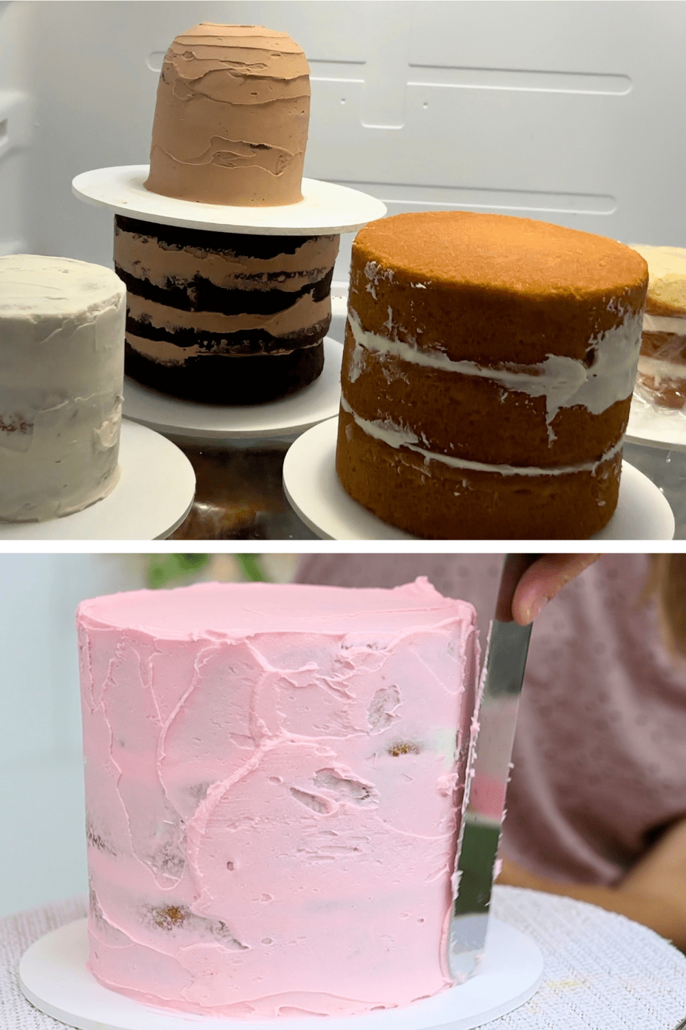put cakes in the freezer for 15 minutes before frosting