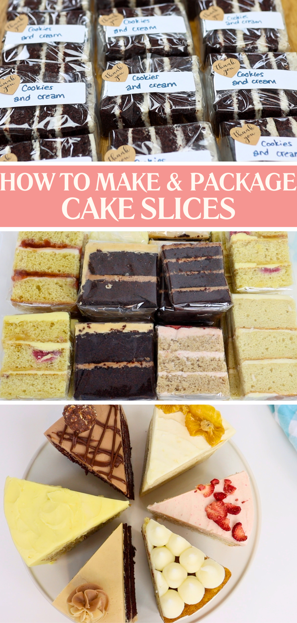 How to make and package rectangular and wedge shaped cake slices
