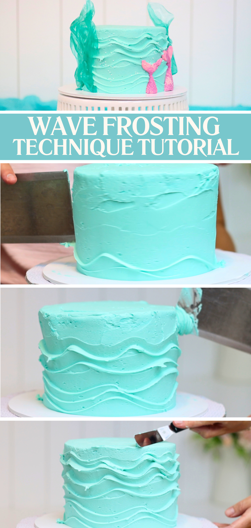 how to use a cake comb to create wave texture in buttercream frosting on cakes