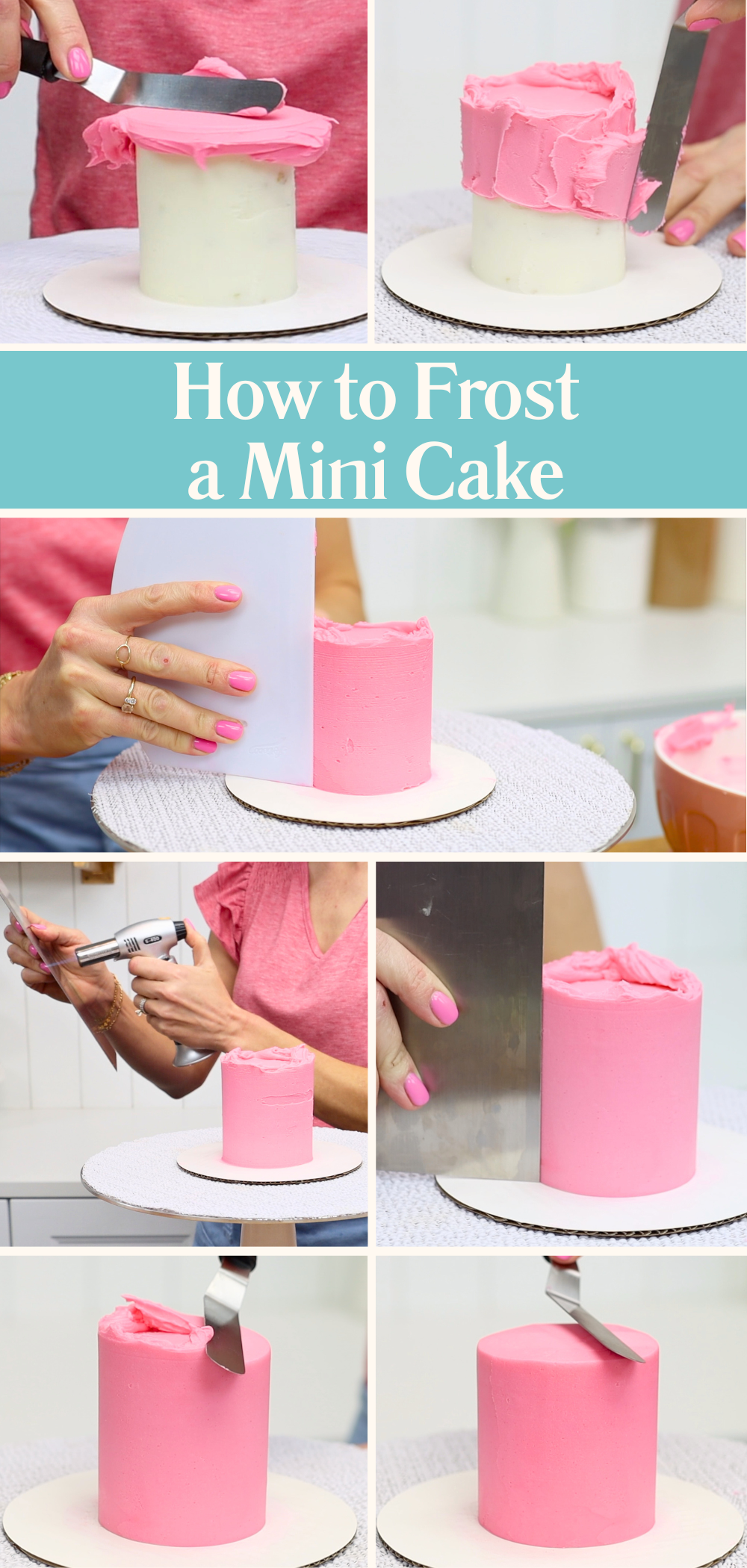 How to frost a mini cake with smooth buttercream using the right consistency and a warm metal cake comb