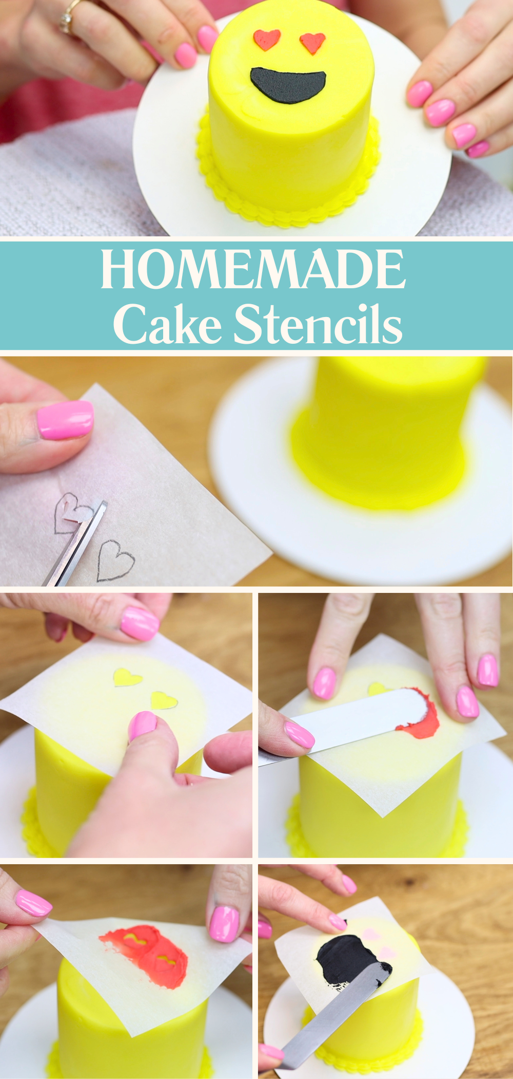 How to decorate a mini cake with homemade stencils to add buttercream designs
