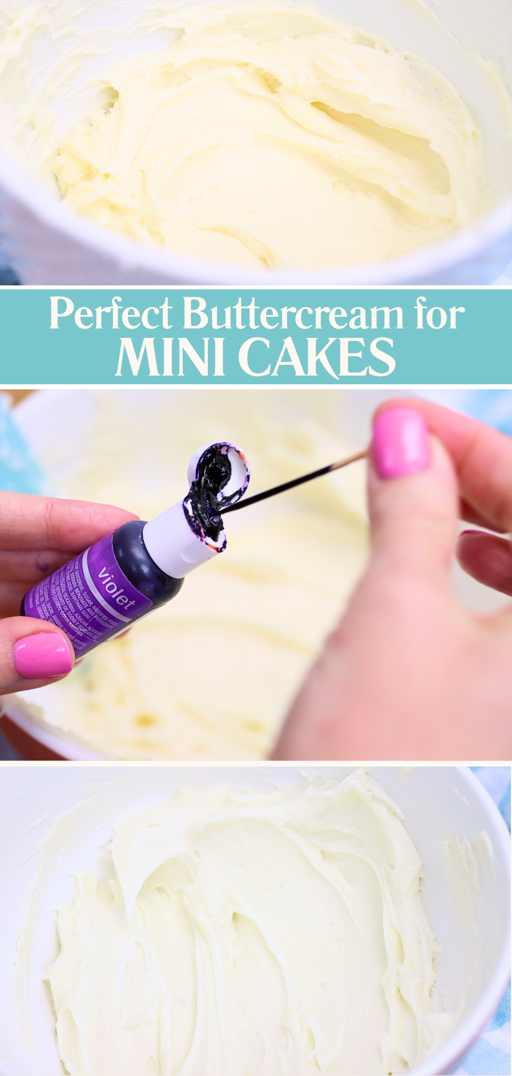How to turn yellow buttercream white for mini cakes and how to get the perfect consistency using the microwave