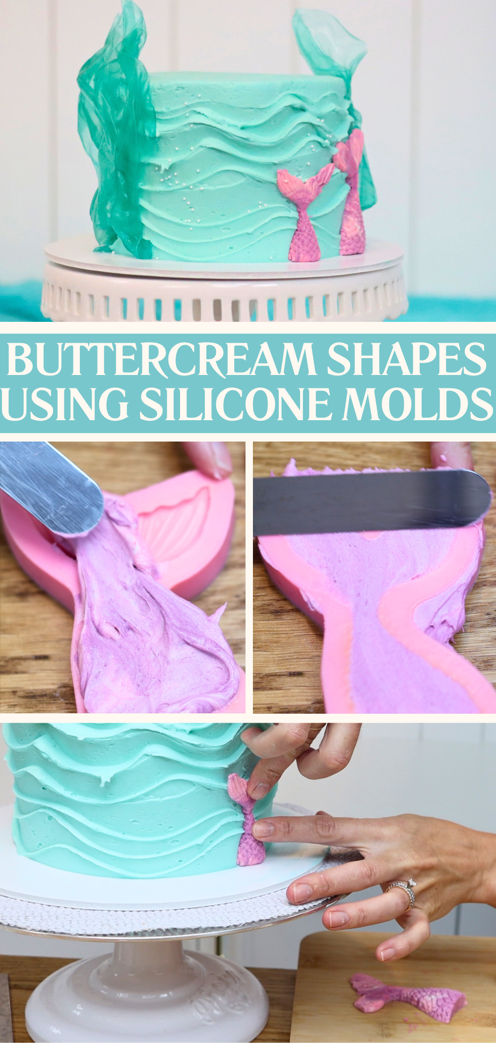 Using buttercream in a silicon mold to make edible DIY cake toppers – perfect for detailed or themed cake designs like baby showers or birthdays.